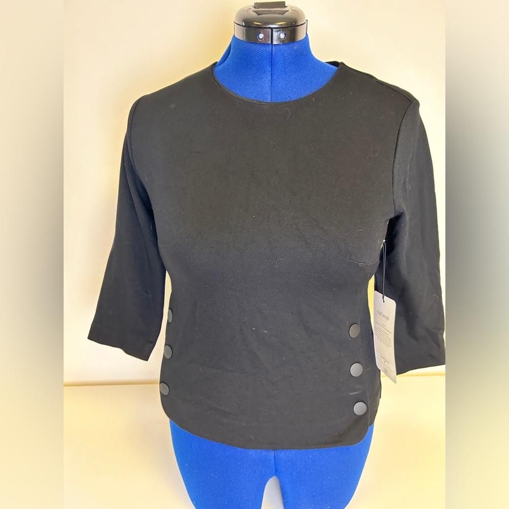 Cabi Utility Top Black Blouse Knit Osaka 3/4 Sleeve Womens Size S NWT F8-36